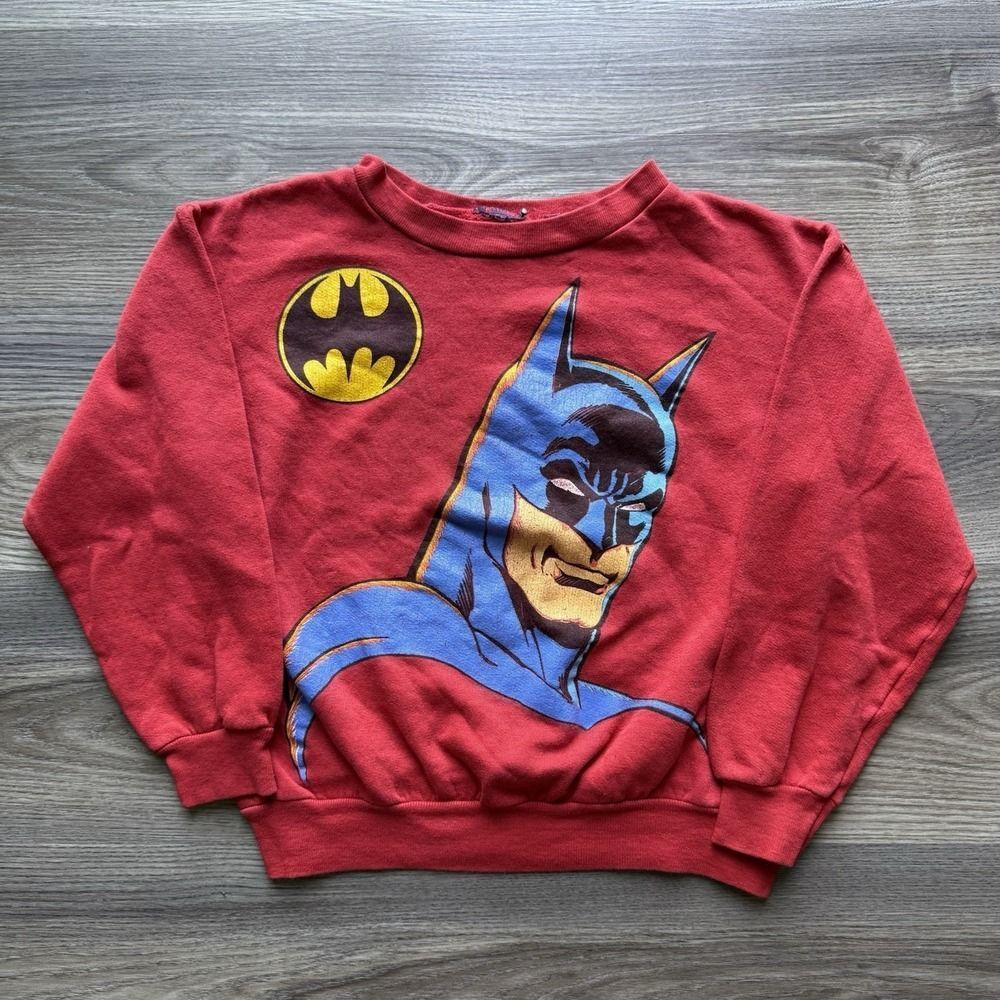VTG 80's 1989 Batman Youth L 14-16 Crewneck Sweatshirt DC Comics USA